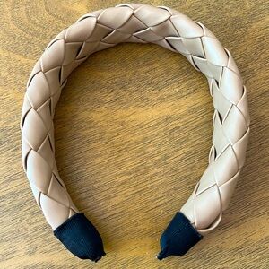Pleather Braided Headband - Tan